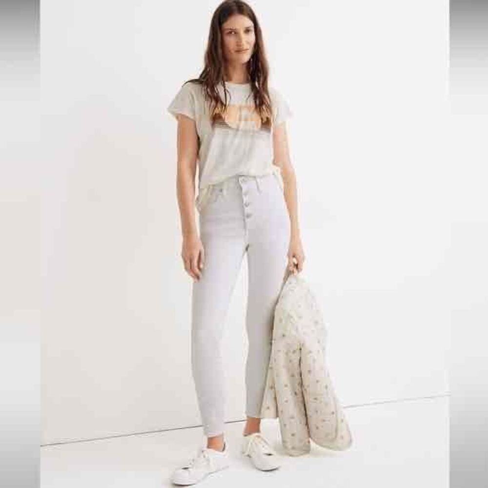 Madewell White Skinny Crop High Rise Button-Fly Pants Size 26 b57